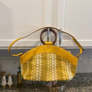Sam Edelman yellow crocodile boho purse